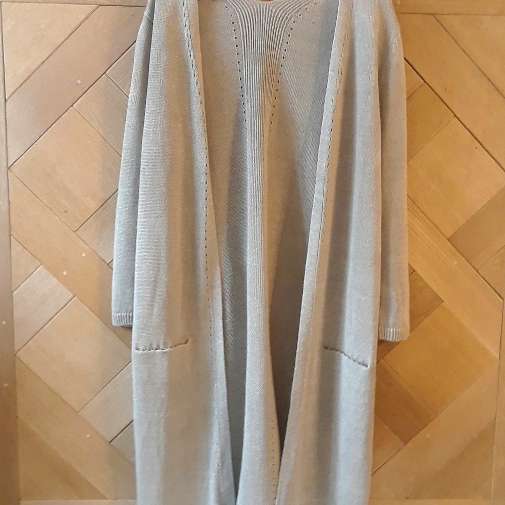 Talbots linen Beige Duster Cardigan Small NWOT